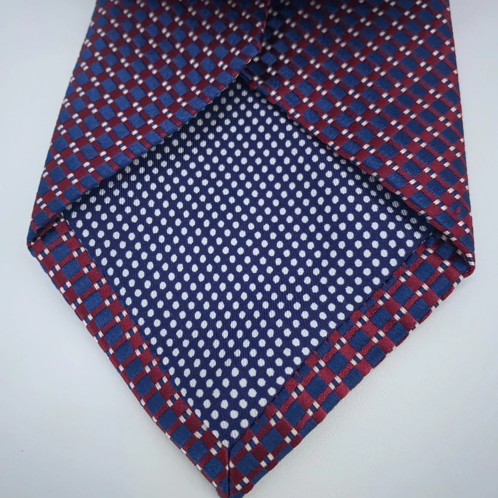 Eton Tie Mens One Size‎ Navy Red Patterned Silk Classic Fit Necktie England Made
